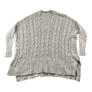 Free People Women S Ivory Cable Knit Sweater Pullover Cotton Boho Cozy Layering